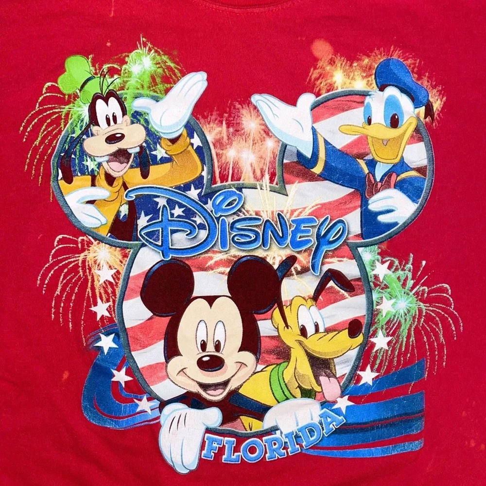 Y2K Disney Florida Fireworks Red Tee Mens Large - Picture 4 of 4